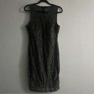 Guess black and silver striped sleeveless knee length or mini dress size 14